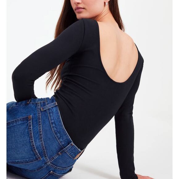 NWT Madewell Long-Sleeve Scoopback Cotton Jersey Stretch Tee Olive Green Medium - Picture 8 of 9